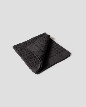 Japanisches Waffelpiqué Handtuch Baumwolle/Leinen - Charcoal