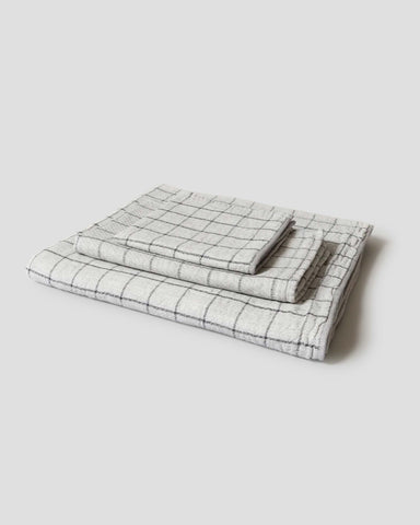 Kontex Graph Handtuch pflanzengefärbte Bio-Baumwolle - Bamboo Charcoal - Made in Japan