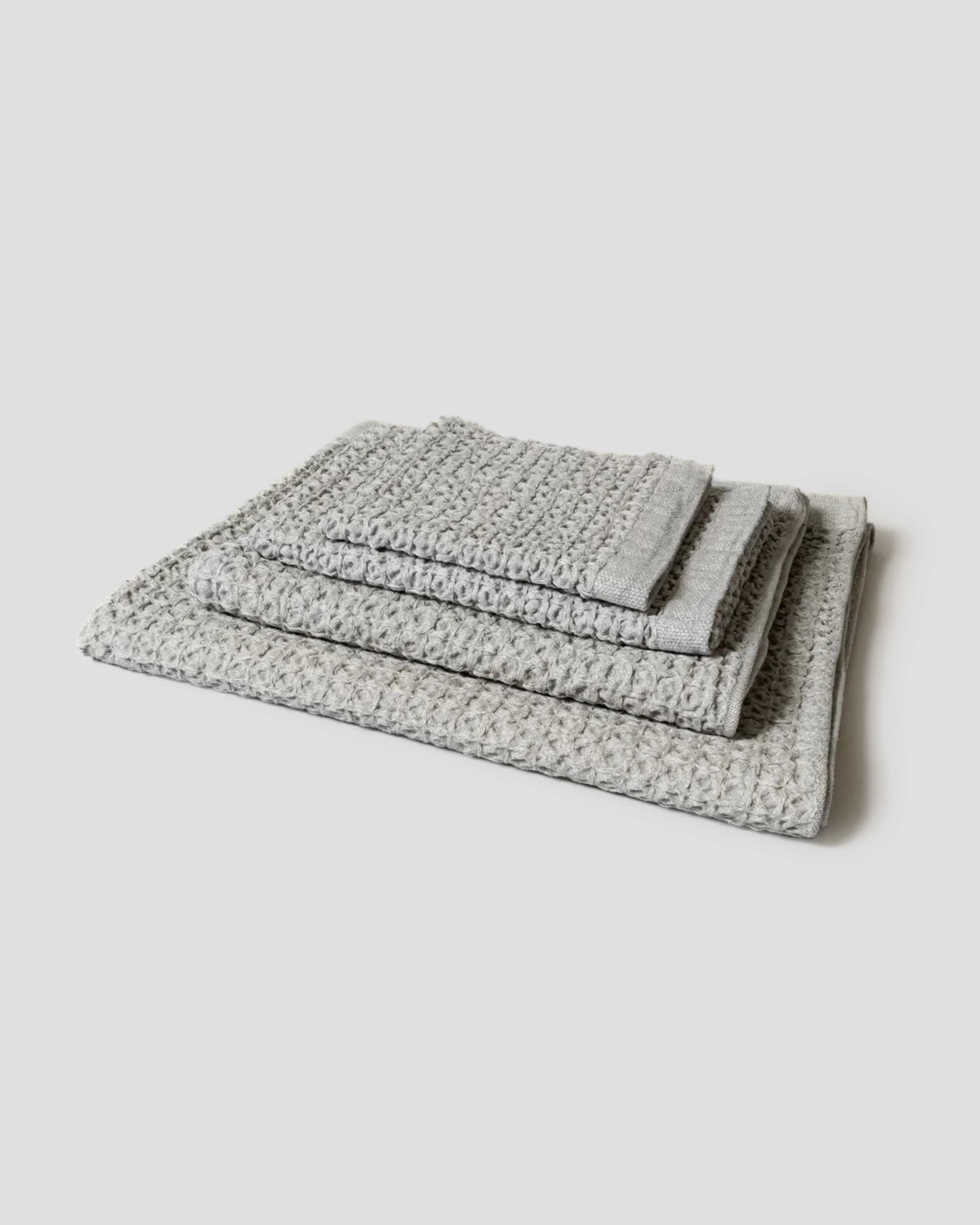 Kontex Waffelpiqué Handtuch Baumwolle/Leinen - Ice Grey - Made in Japan