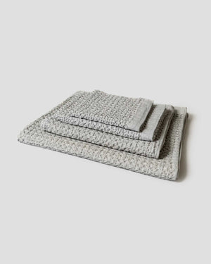 Kontex Waffelpiqué Handtuch Baumwolle/Leinen - Ice Grey - Made in Japan