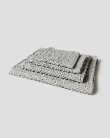 Kontex Waffelpiqué Handtuch Baumwolle/Leinen - Ice Grey - Made in Japan
