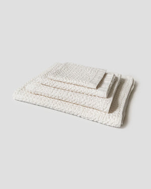 Kontex Waffelpiqué Handtuch Baumwolle/Leinen - Ivory - Made in Japan