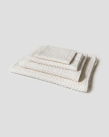 Kontex Waffelpiqué Handtuch Baumwolle/Leinen - Ivory - Made in Japan