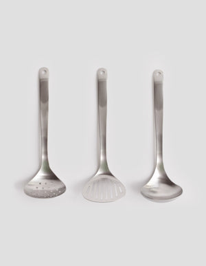 Sori Yanagi Kitchen Tools Small Edelstahl mattiert, 3er Set