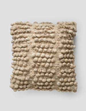 Handgewebtes Kissen aus naturbelassener Schafwolle Hellbraun