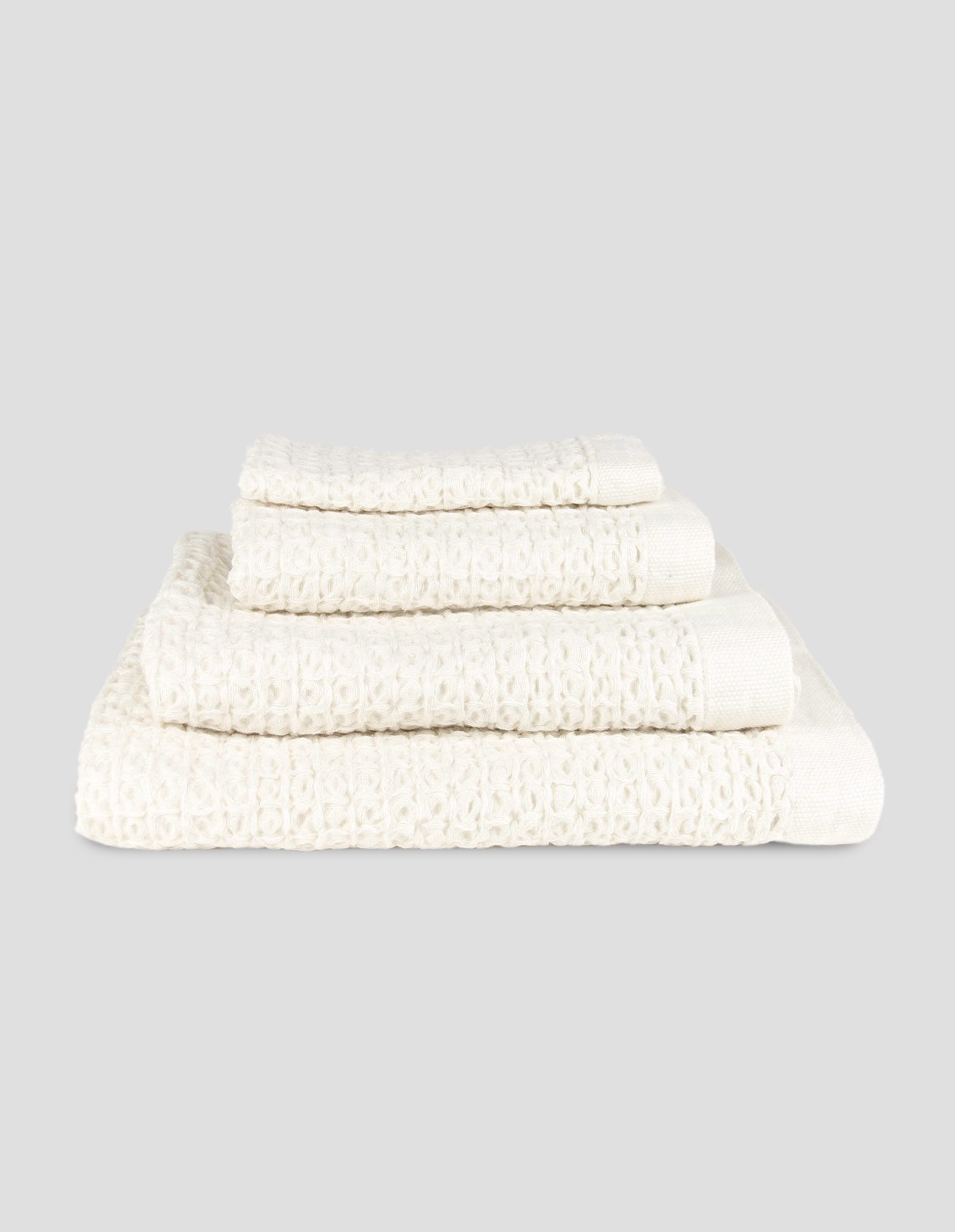 Kontex Handtuch Waffelpiqué Baumwolle-Leinen Ivory