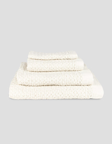 Kontex Handtuch Waffelpiqué Baumwolle-Leinen Ivory