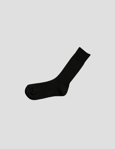 Nishiguchi Kutsushita Socken aus gerippter Ägyptischer Baumwolle Schwarz
